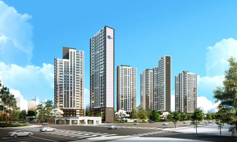 천안 용곡두산위브 6개 동 아파트 단지 투시도
