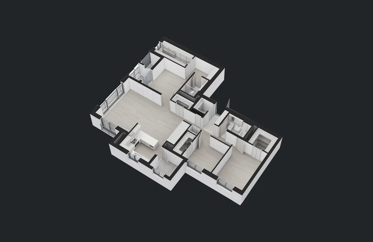 천안 아이파크시티 3단지 102B 타입 3D 평면 이미지