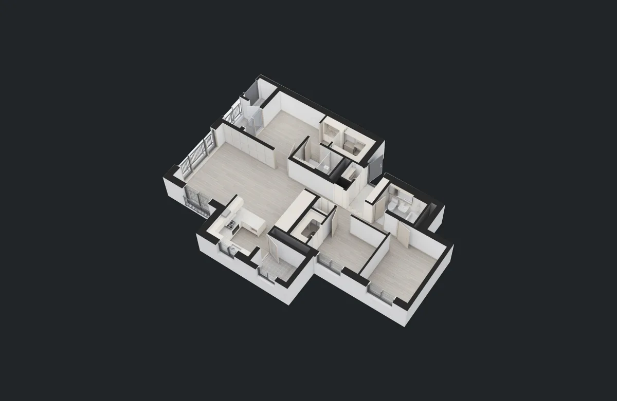 천안 아이파크시티 3단지 84B 타입 3D 평면 이미지