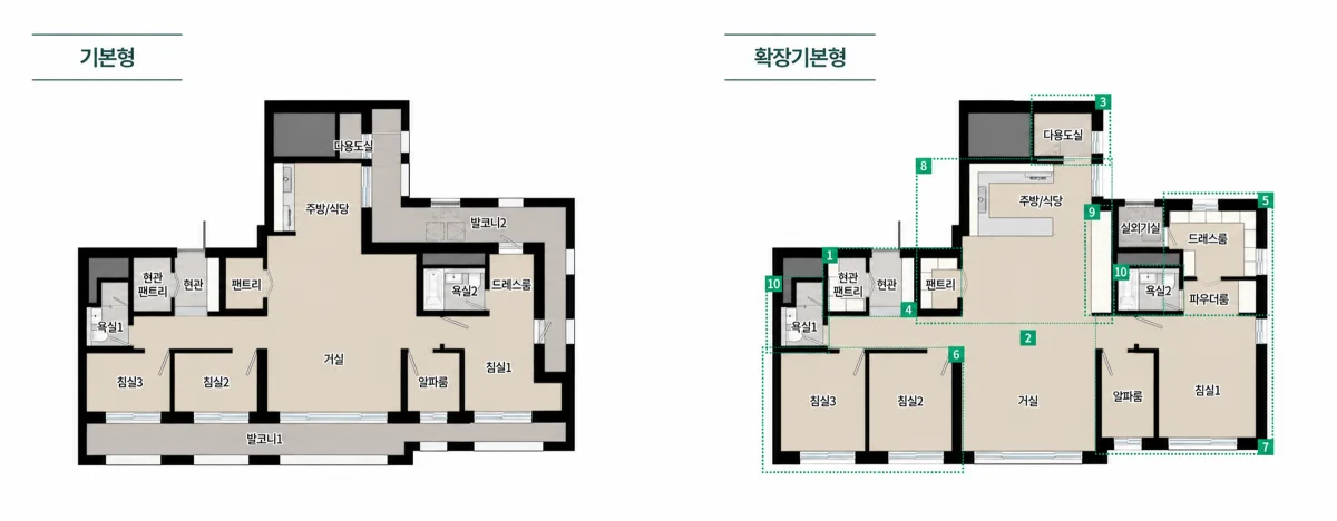 두정역 푸르지오 그랑피크 101㎡ 타입 평면도