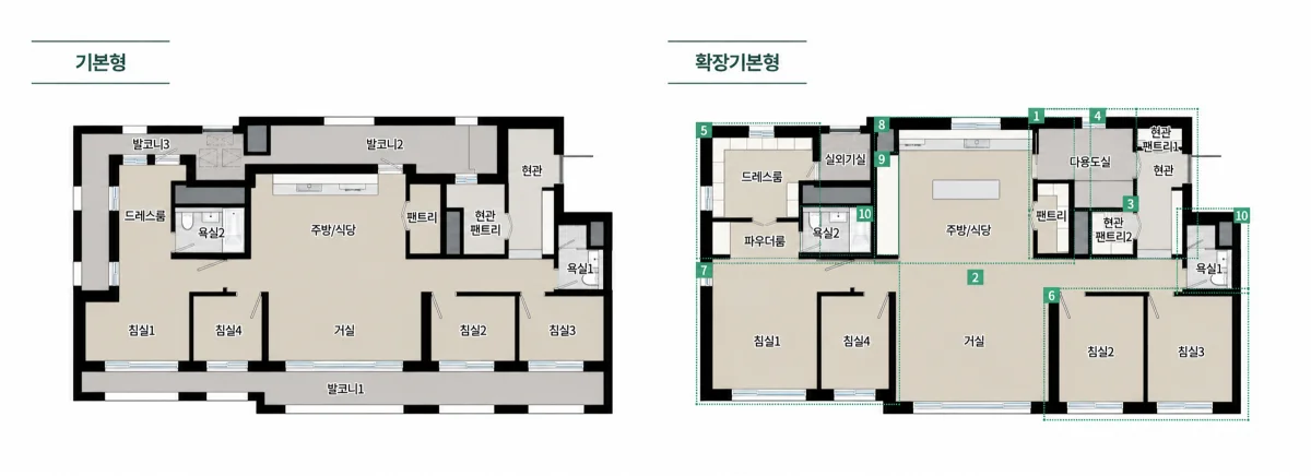 두정역 푸르지오 그랑피크 114㎡ 타입 평면도