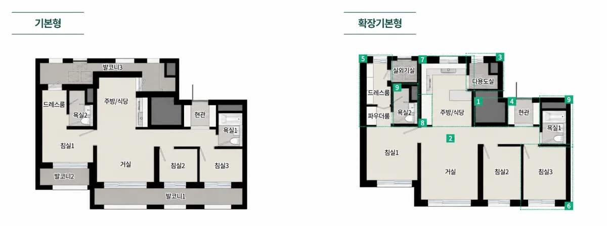 두정역 푸르지오 그랑피크 59A 타입 평면도