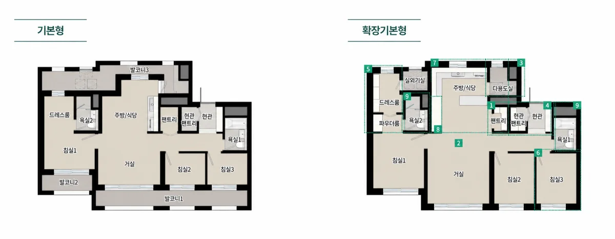 두정역 푸르지오 그랑피크 74㎡ 타입 평면도